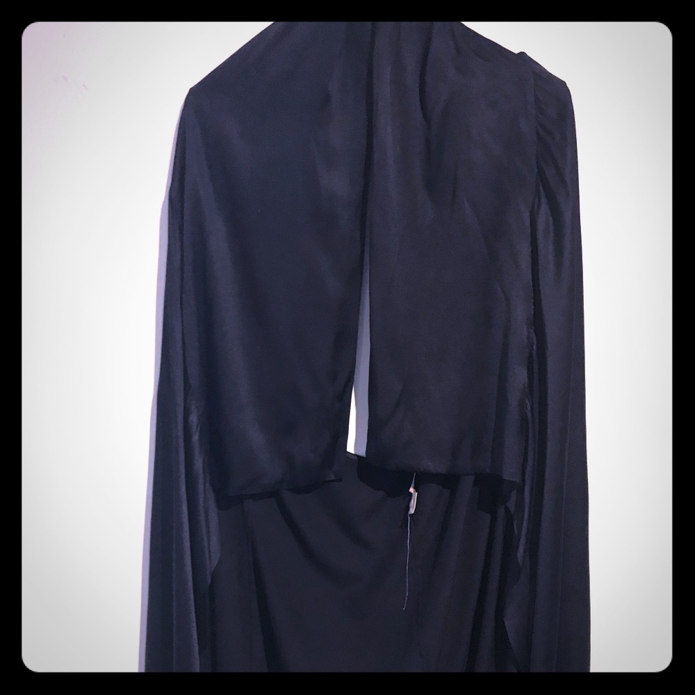 Silk satin black wrap dress or cover up